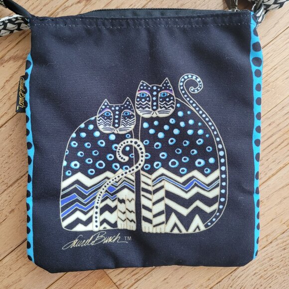 Laurel Burch Crossbody Tote with Zipper Top Spotted Cats - Picture 7 of 15